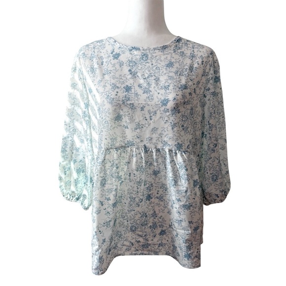 Tops - Floral Toile Women's Blouse Coastal Grandma Grandmillenial Coquette Top